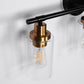22.64 in. 3-Light Matte Black Modern Bathroom Vanity Light with Clear Glass Shade and Gold Socket