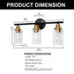 22.64 in. 3-Light Matte Black Modern Bathroom Vanity Light with Clear Glass Shade and Gold Socket