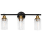 22.64 in. 3-Light Matte Black Modern Bathroom Vanity Light with Clear Glass Shade and Gold Socket
