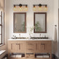 22.64 in. 3-Light Matte Black Modern Bathroom Vanity Light with Clear Glass Shade and Gold Socket