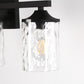 23.2 in. 3-Light Matte Black Linear Classic Modern Bathroom Vanity Light Wall Light with Clear Hammered Glass Shades