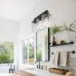 23.2 in. 3-Light Matte Black Linear Classic Modern Bathroom Vanity Light Wall Light with Clear Hammered Glass Shades