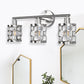 19.88 in. 3-Light Brushed Nickel Modern Industrial Bathroom Vanity Light Over Mirror with Crystal Shade