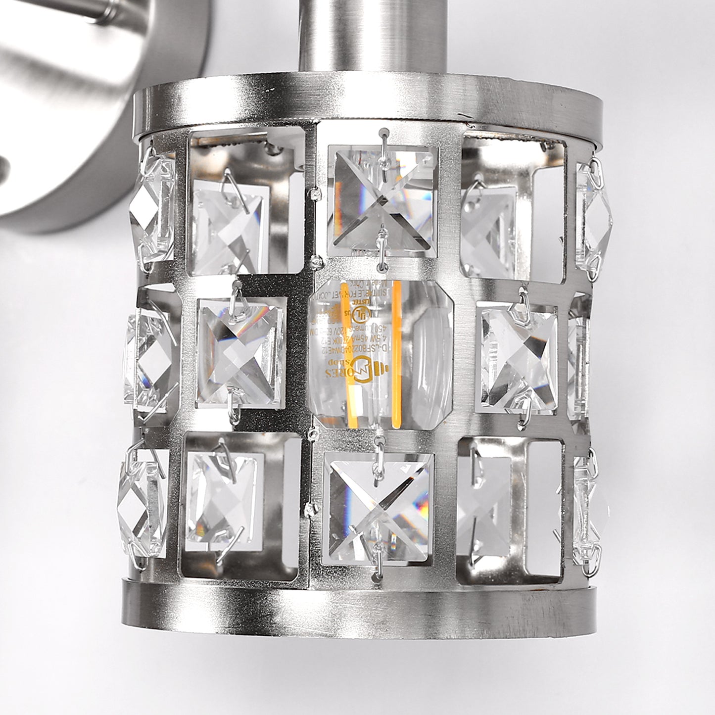 19.88 in. 3-Light Brushed Nickel Modern Industrial Bathroom Vanity Light Over Mirror with Crystal Shade