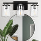 18.5 in. 3-Light Black and Brushed Nickel Vanity Light with Clear Glass Shade for Bathroom
