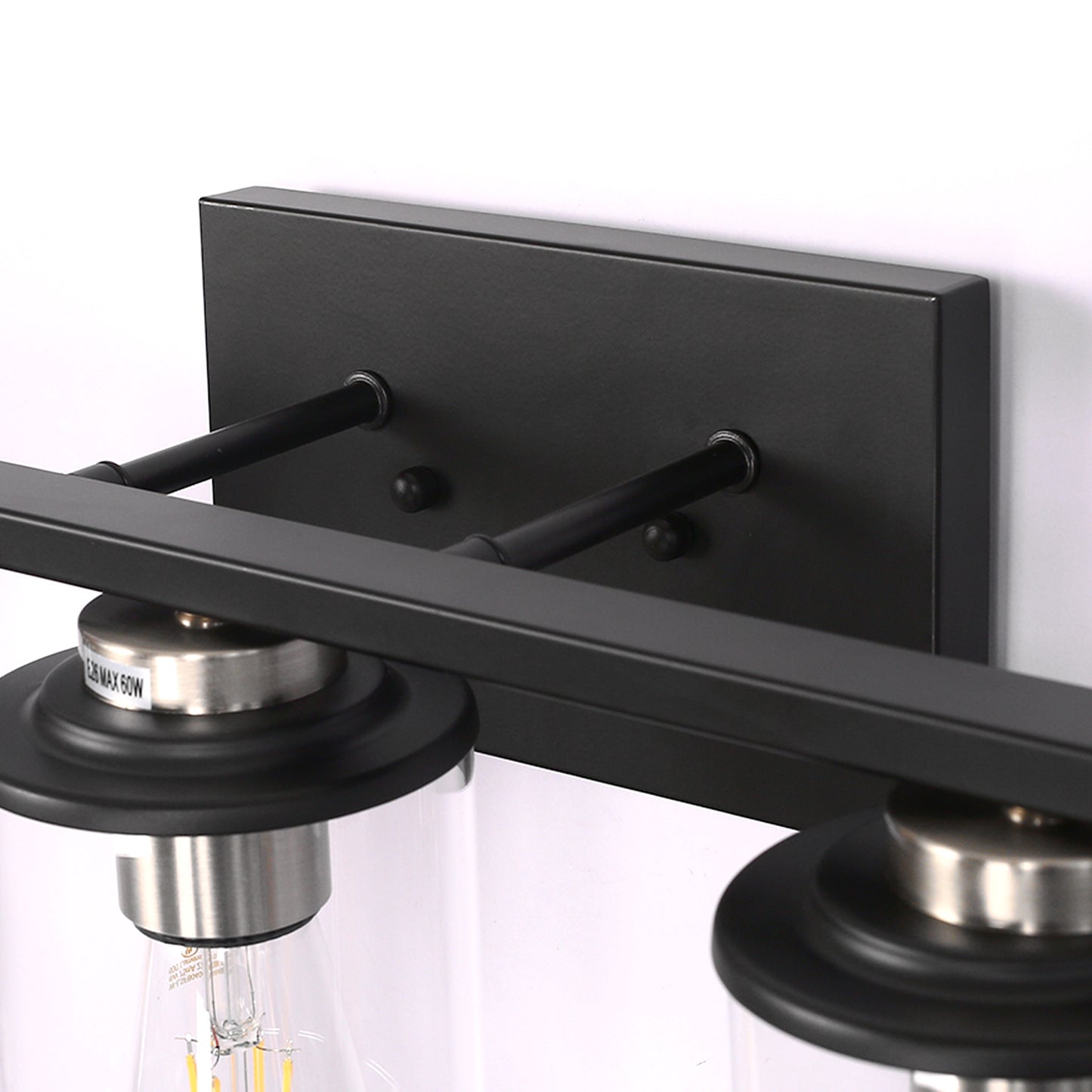 18.5 in. 3-Light Black and Brushed Nickel Vanity Light with Clear Glass Shade for Bathroom