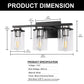 18.5 in. 3-Light Black and Brushed Nickel Vanity Light with Clear Glass Shade for Bathroom