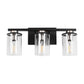 18.5 in. 3-Light Black and Brushed Nickel Vanity Light with Clear Glass Shade for Bathroom