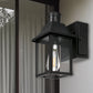 1-Light Black Dusk to Dawn Motion Sensor Outdoor Wall Lantern Sconce with Clear Glass and Built-In GFCI and USB Outlets