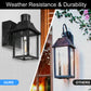 1-Light Black Dusk to Dawn Motion Sensor Outdoor Wall Lantern Sconce with Clear Glass and Built-In GFCI and USB Outlets