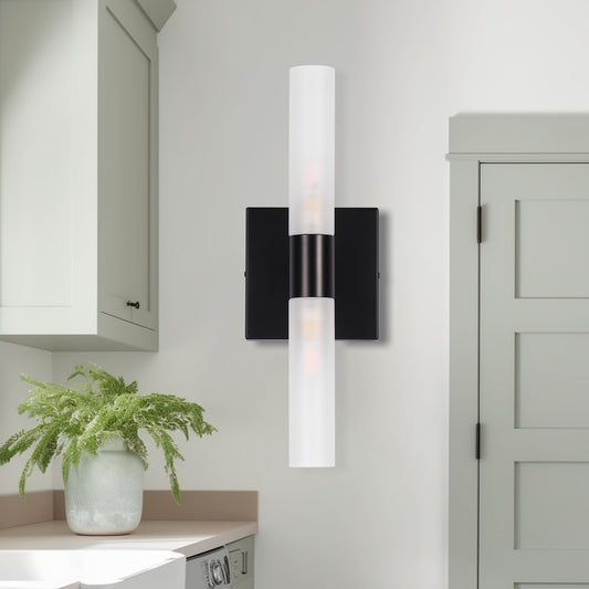 13.9in 2-Light Modern Indoor Wall Sconces with Frosted Glass perfect for bedroom, hallway, living room, bathroom, and study, Non-Integrated Light Source, G9 Socket, No Bulbs Included