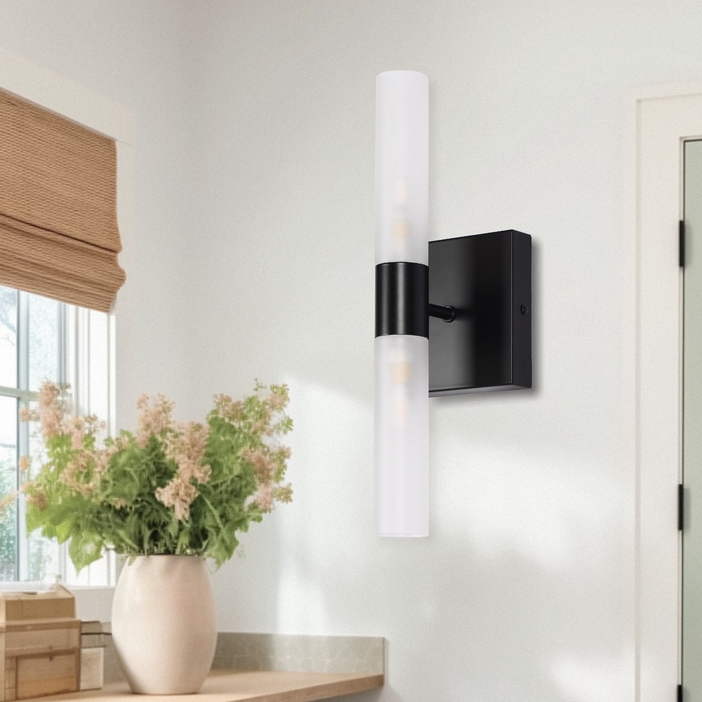 13.9in 2-Light Modern Indoor Wall Sconces with Frosted Glass perfect for bedroom, hallway, living room, bathroom, and study, Non-Integrated Light Source, G9 Socket, No Bulbs Included