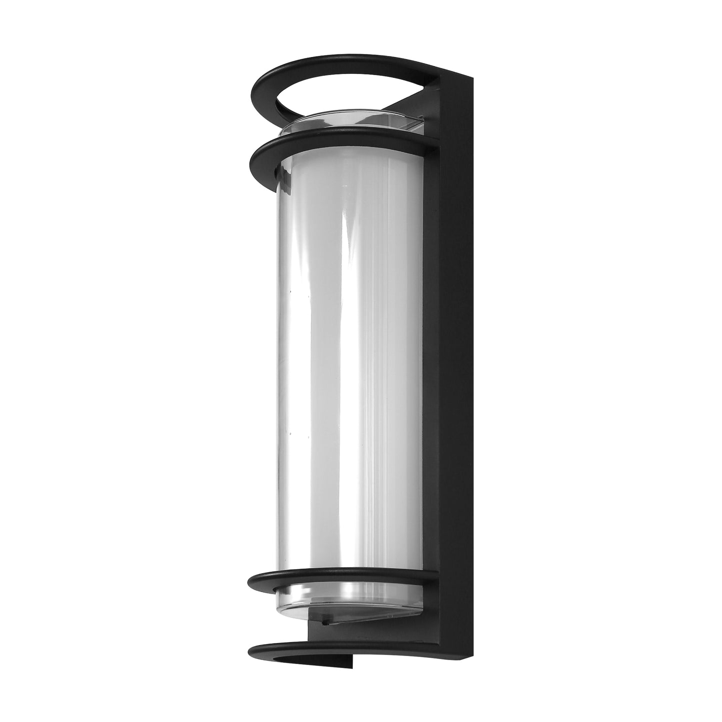 6.22 in. 1-Light Black Outdoor Integrated LED Outdoor Hardwired Wall Sconce with Cylinder Shade