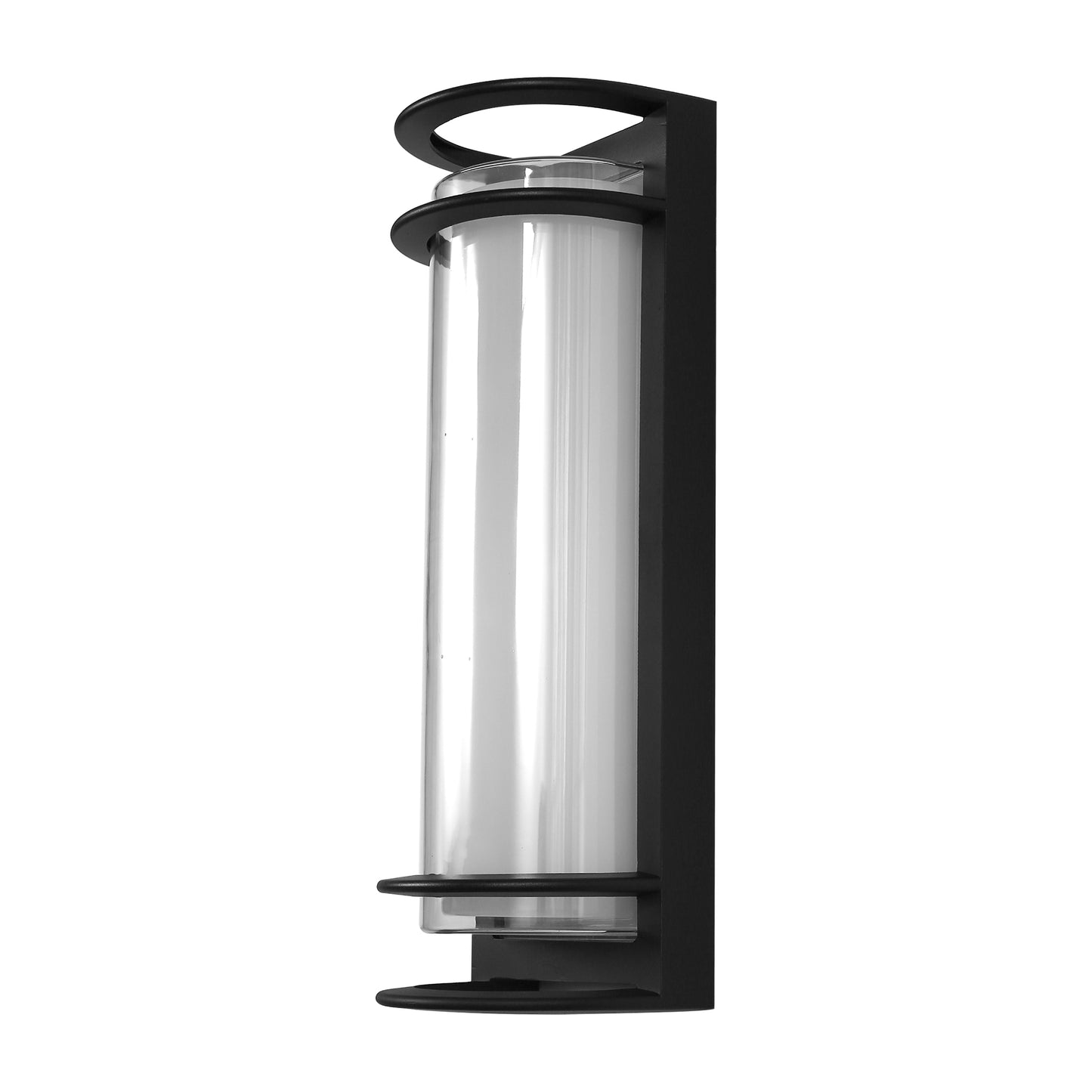6.22 in. 1-Light Black Outdoor Integrated LED Outdoor Hardwired Wall Sconce with Cylinder Shade