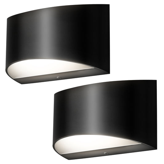 8.03 in. 1-Light Black Modern Lantern Wall Sconce, Up and Down Wall Mount Light Living Room Bedroom Hallway (2-Pack)