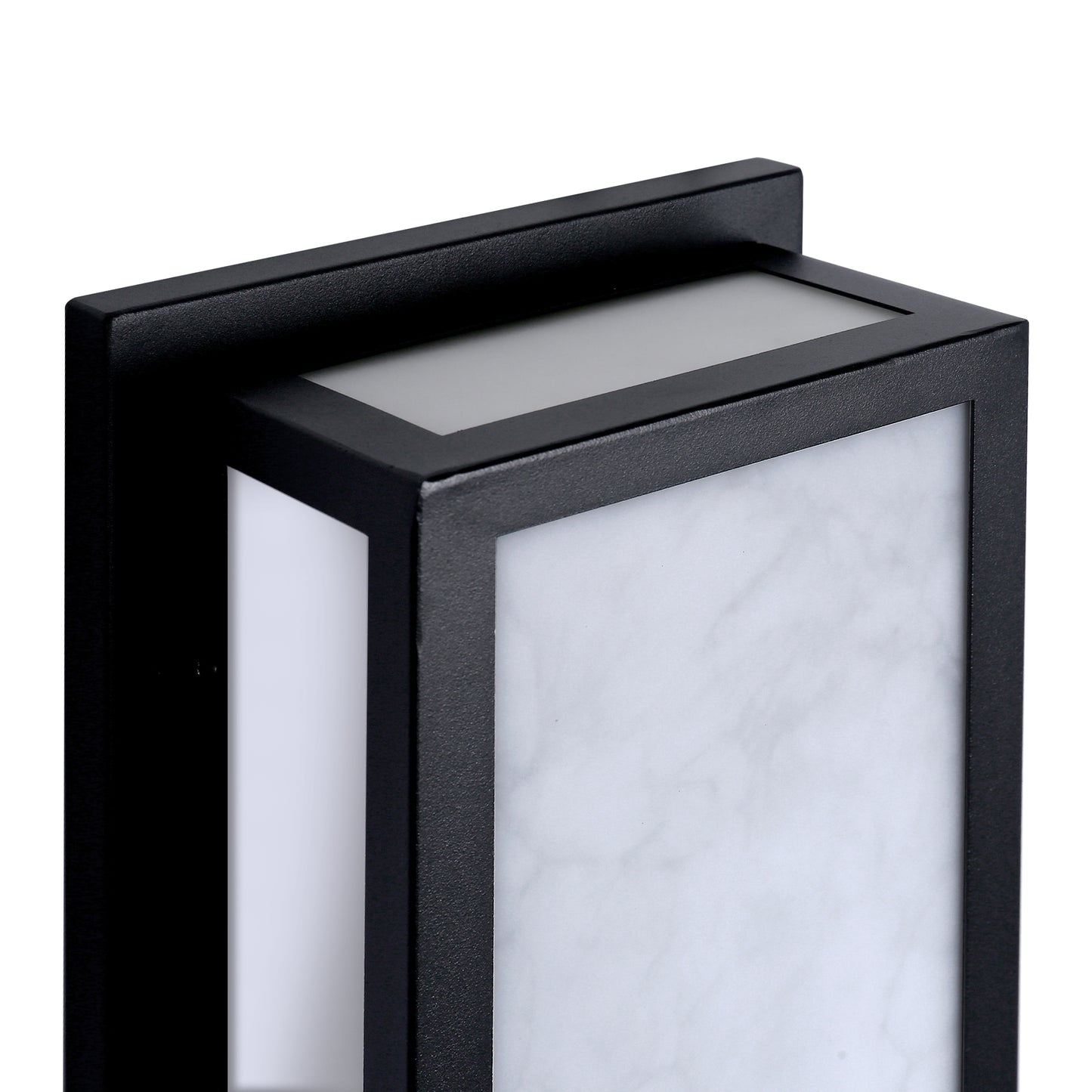 25 in. 30-Watt Black Outdoor Rectangle Hardwired Integrated LED Lantern Wall Sconce with Resin Shade 3000K Waterproof