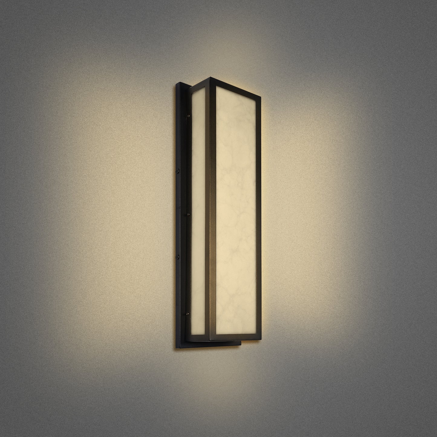 25 in. 30-Watt Black Outdoor Rectangle Hardwired Integrated LED Lantern Wall Sconce with Resin Shade 3000K Waterproof