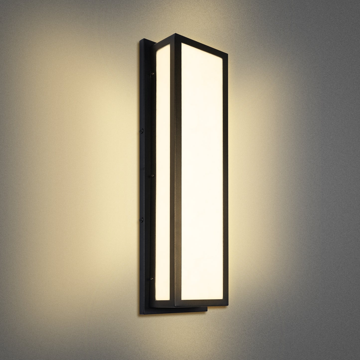 25 in. 30-Watt Black Outdoor Rectangle Hardwired Integrated LED Lantern Wall Sconce with Resin Shade 3000K Waterproof