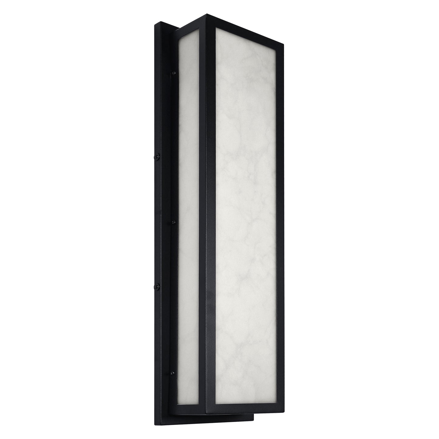 YANSUN 25 in. 30-Watt Black Outdoor Rectangle Hardwired Integrated LED Lantern Wall Sconce with Resin Shade 3000K Waterproof