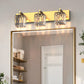 24 in. 3-Light Elegant Crystal Bathroom Integrated LED Vanity Light, Gold Finish with Clear Glass Shades