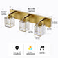 24 in. 3-Light Elegant Crystal Bathroom Integrated LED Vanity Light, Gold Finish with Clear Glass Shades