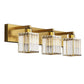 24 in. 3-Light Elegant Crystal Bathroom Integrated LED Vanity Light, Gold Finish with Clear Glass Shades
