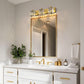 24 in. 3-Light Elegant Crystal Bathroom Integrated LED Vanity Light, Gold Finish with Clear Glass Shades