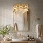 24 in. 3-Light Elegant Crystal Bathroom Integrated LED Vanity Light, Gold Finish with Clear Glass Shades