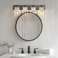 32 in. 4-Light Modern Crystal Black Bathroom Integrated LED Vanity Light Fixture with Clear Glass Shades