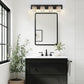 32 in. 4-Light Modern Crystal Black Bathroom Integrated LED Vanity Light Fixture with Clear Glass Shades