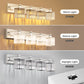 32 in. 4-Light Modern Chrome Bathroom Integrated LED Vanity Light Fixture with Clear Crystal Shades
