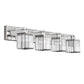 32 in. 4-Light Modern Chrome Bathroom Integrated LED Vanity Light Fixture with Clear Crystal Shades