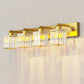 32 in. 4-Light Modern Crystal Bathroom Vanity Light Integrated LED Fixture, Gold with Clear Glass Shades