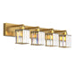 32 in. 4-Light Modern Crystal Bathroom Vanity Light Integrated LED Fixture, Gold with Clear Glass Shades