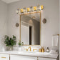 32 in. 4-Light Modern Crystal Bathroom Vanity Light Integrated LED Fixture, Gold with Clear Glass Shades