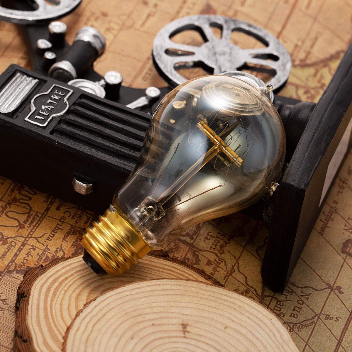 4 Pack Vintage Edison Bulbs with Filament, 60W Dimmable E26 A19 Antique Light, Golden Finish Industrial Design Amber Warm ,Omnidirectional 360 Degrees Angles