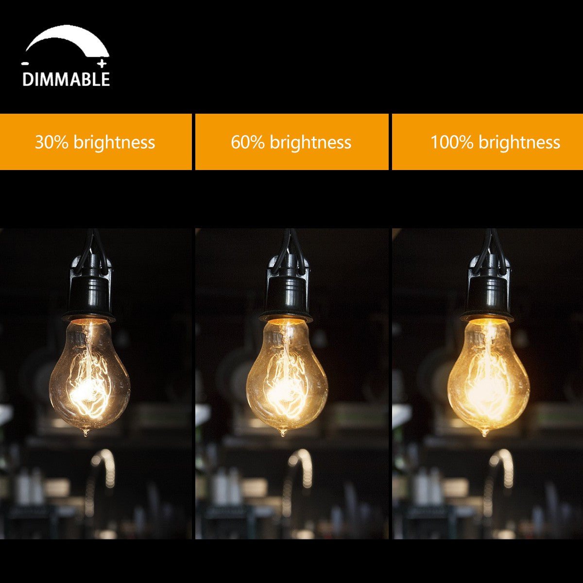 4 Pack Vintage Edison Bulbs with Filament, 60W Dimmable E26 A19 Antique Light, Golden Finish Industrial Design Amber Warm ,Omnidirectional 360 Degrees Angles