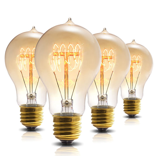 4 Pack Vintage Edison Bulbs with Filament, 60W Dimmable E26 A19 Antique Light, Golden Finish Industrial Design Amber Warm ,Omnidirectional 360 Degrees Angles