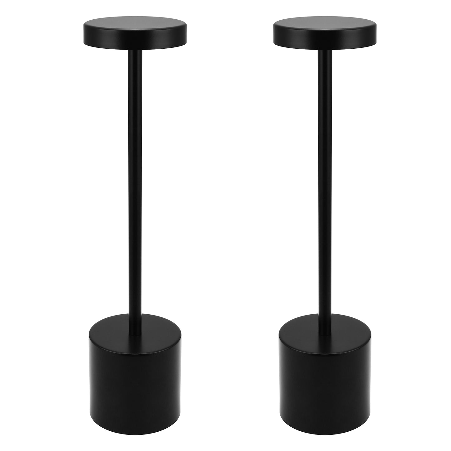 13.4 in. Black Cordless Rechargeable Integrated LED Table Lamp, Modern Portable Stepless Brightness Desk Lamps (2-Pack)