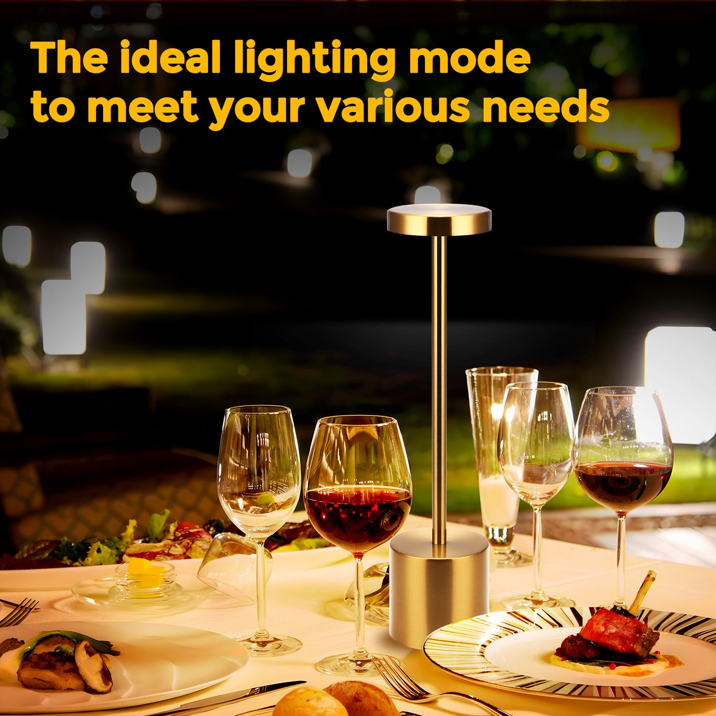 10 in. Gold Cordless Rechargeable Integrated LED Table Lamp, Stepless Brightness Task and Reading Desk Lamps (2-Pack)