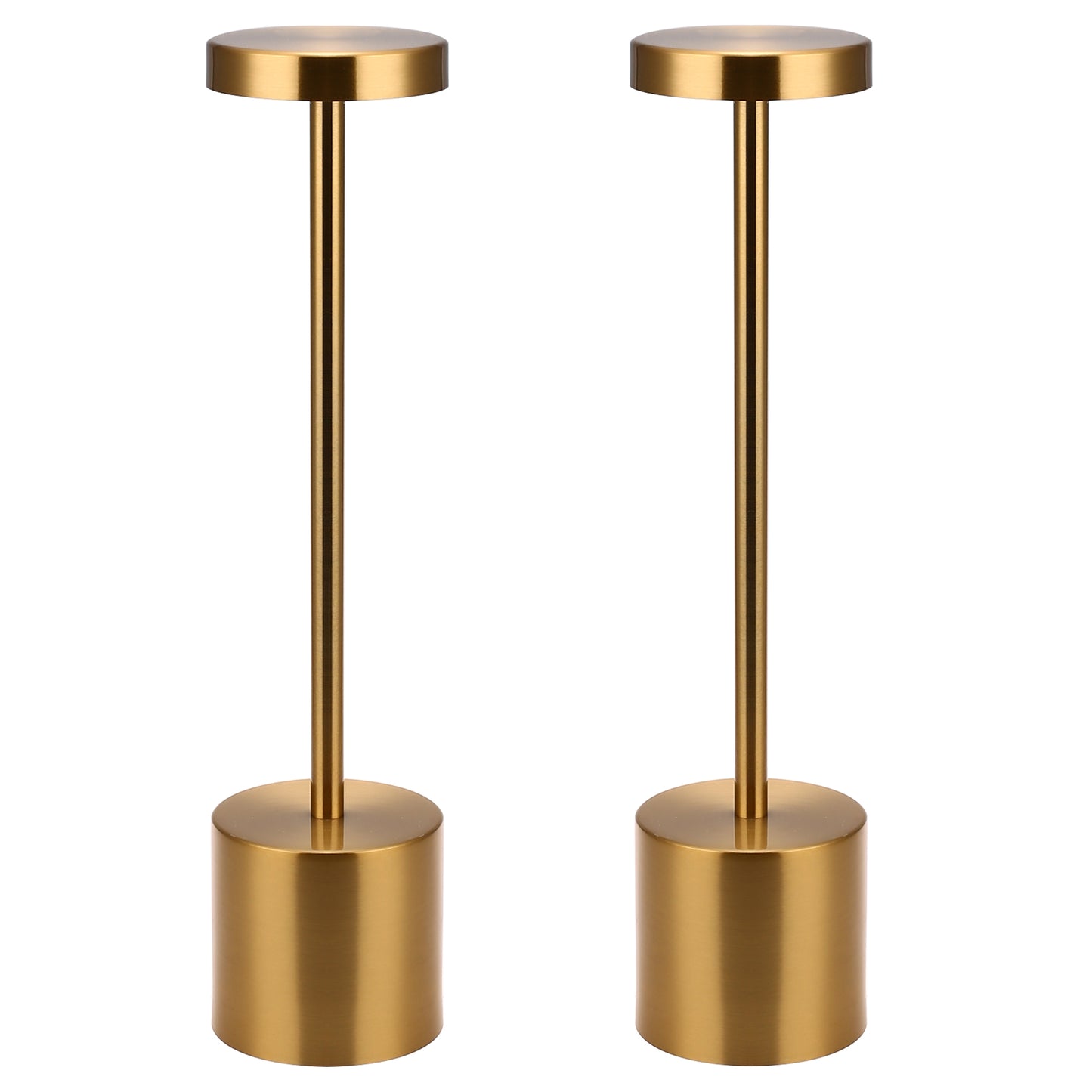 10 in. Gold Cordless Rechargeable Integrated LED Table Lamp, Stepless Brightness Task and Reading Desk Lamps (2-Pack)