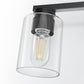 18 in. 3-Light Black Vanity Light with Clear Glass Shades for Bathroom