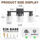 18 in. 3-Light Black Vanity Light with Clear Glass Shades for Bathroom