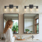 18 in. 3-Light Black Vanity Light with Clear Glass Shades for Bathroom