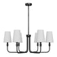 33.8 in. 6-Light Black Farmhouse Chandelier with White Linen Shades for Budget Homes