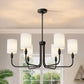 33 in. 6-Light Black Farmhouse Chandelier with White Linen Shades for Budget Homes