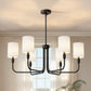 33 in. 6-Light Black Farmhouse Chandelier with White Linen Shades for Budget Homes