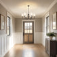33 in. 6-Light Black Farmhouse Chandelier with White Linen Shades for Budget Homes