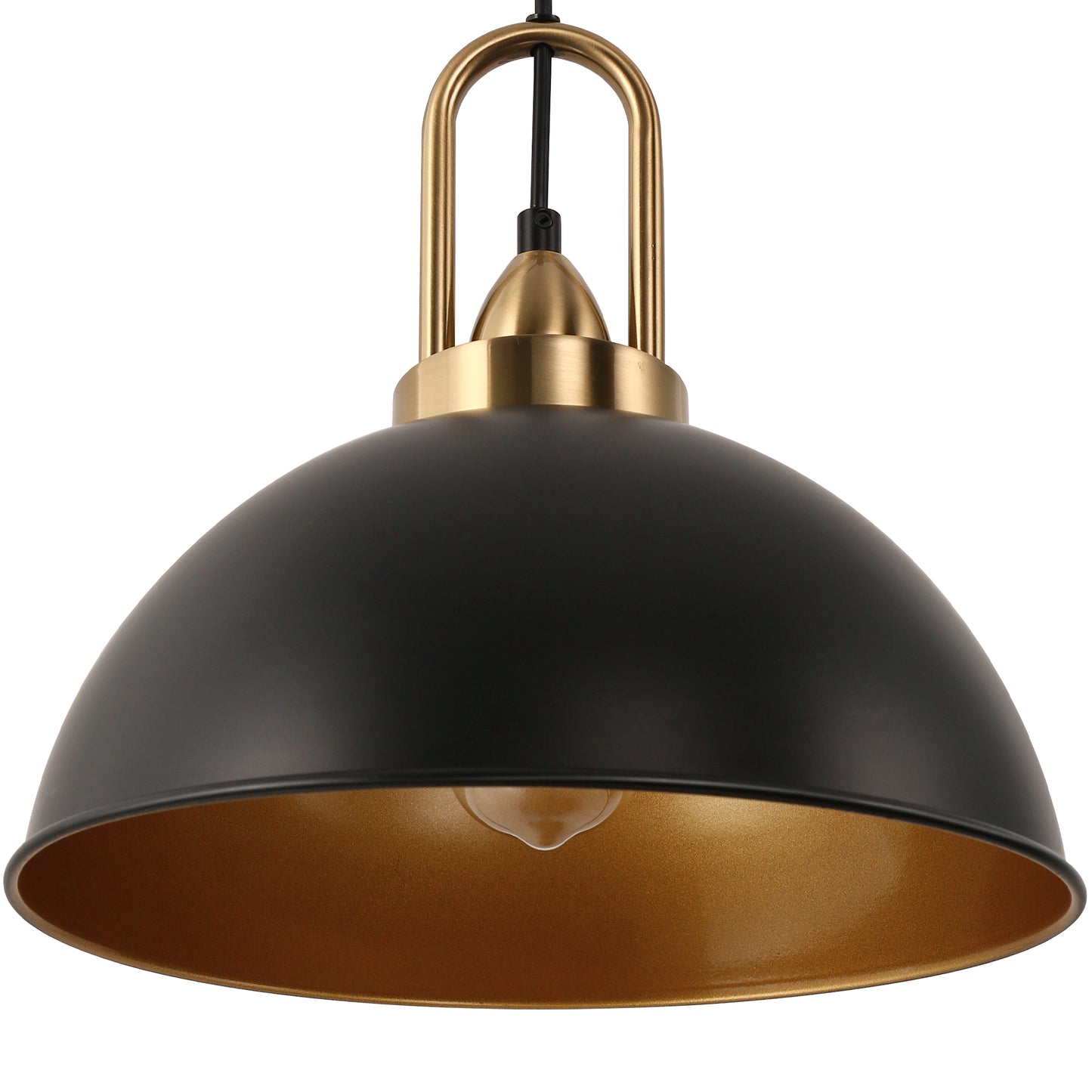 14 in. 1-Light Matte Black Farmhouse Pendant Light Hanging Industrial Ceiling Lights Fixture for Kitchen Island (2-Pack)