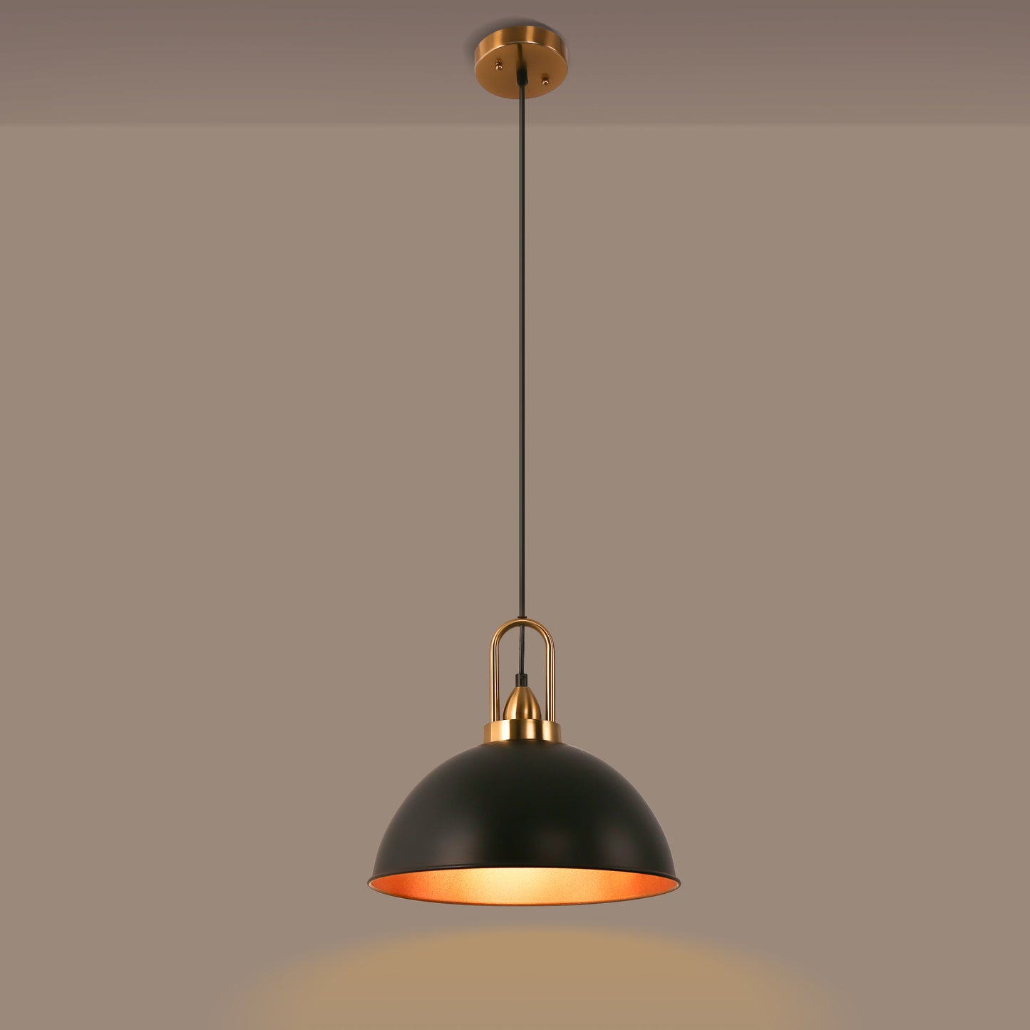 14 in. 1-Light Matte Black Farmhouse Pendant Light Hanging Industrial Ceiling Lights Fixture for Kitchen Island (2-Pack)
